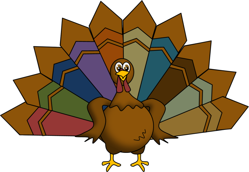 Cute Turkey Clipart - Colorful Carton Turkey Feathers - Png Download (830x575), Png Download