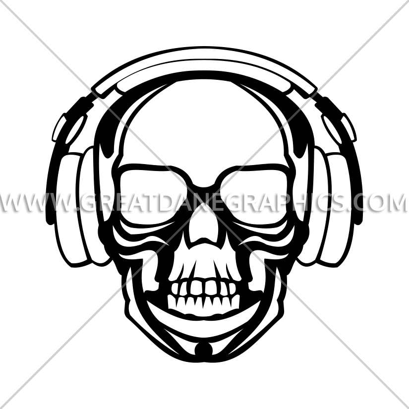 Skull With Headphones Production Ready Artwork For - Illustration Clipart (825x825), Png Download