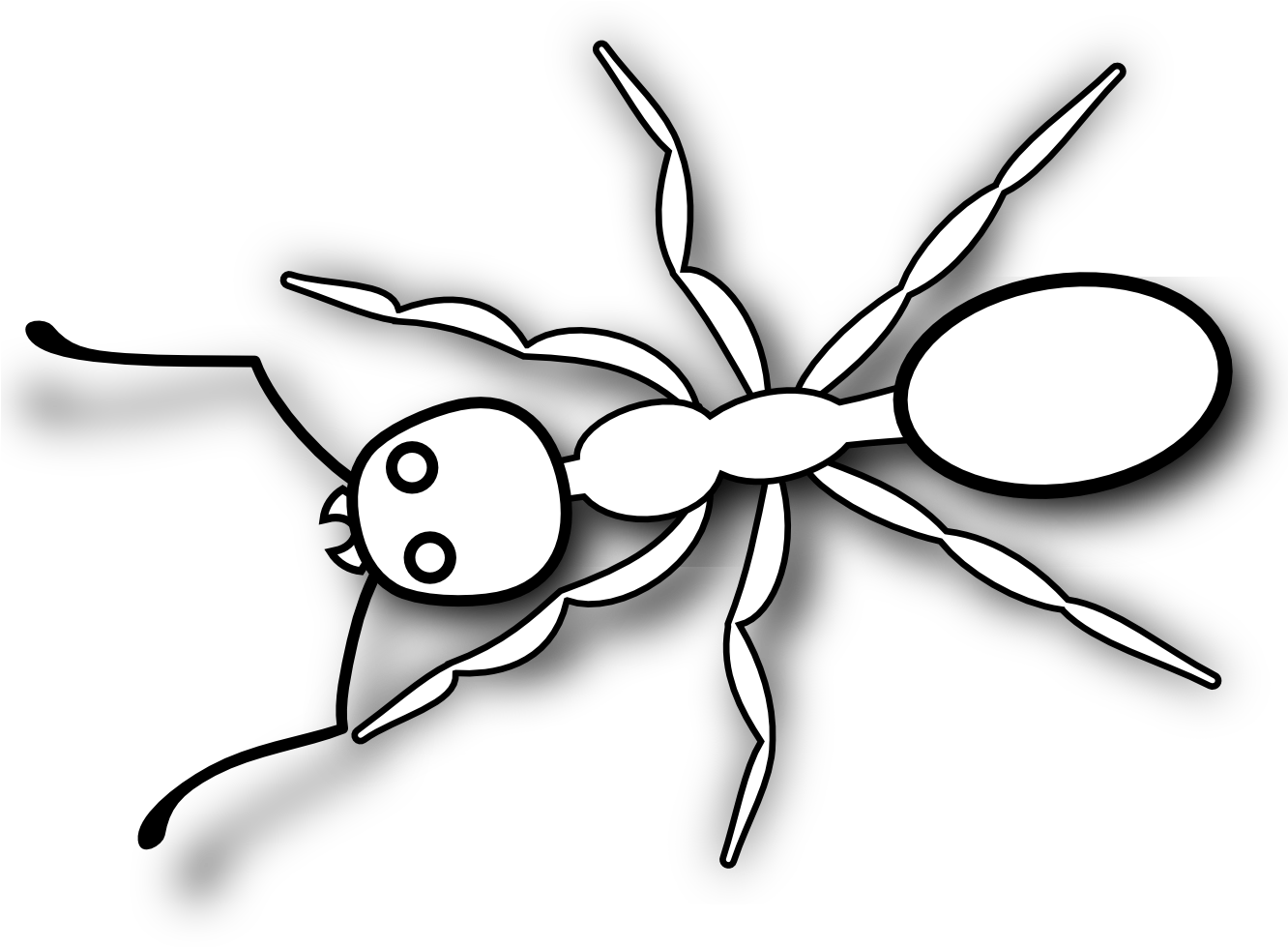 Ant 3 Black White Line Art Svg - Printable Ant Clipart Black And White - Png Download (1331x1331), Png Download
