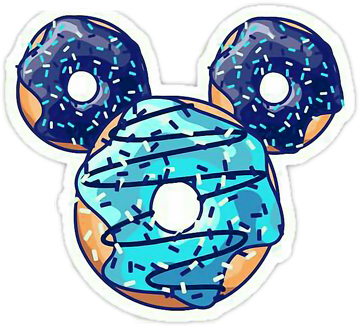 Stickers Tumblr Cute Overlay Dount Blue Kawaii Cake - Donut Mickey Clipart (706x640), Png Download