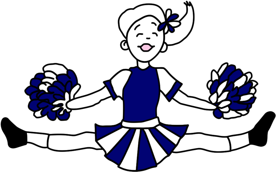 Cheerleader Thank You Note Cards For Kids Mandys Moon - Cheerleader Cartoon Black And White Png Clipart (938x585), Png Download