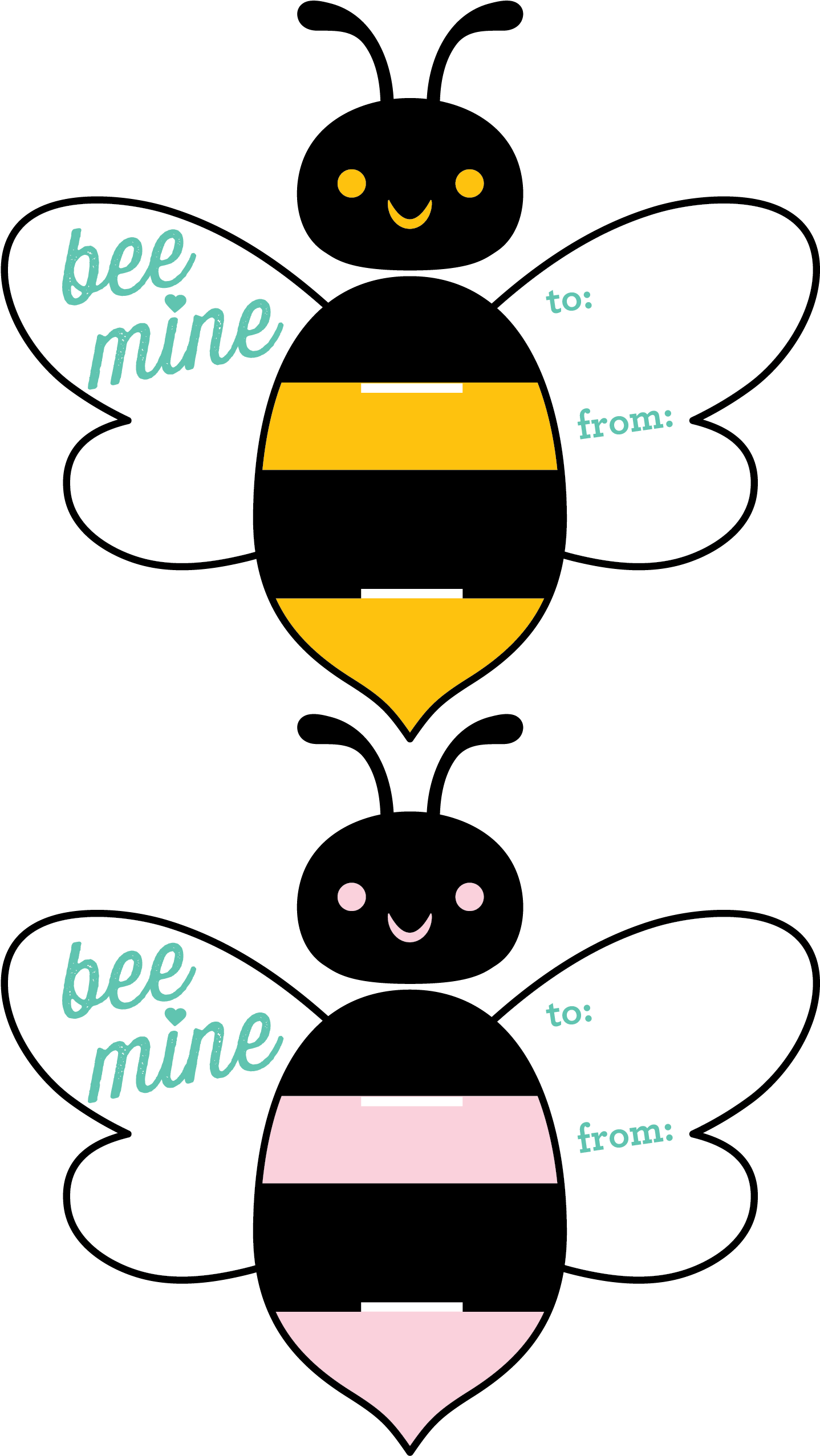 Lollipops Valentines For Kids - Honeybee Clipart (2550x3300), Png Download