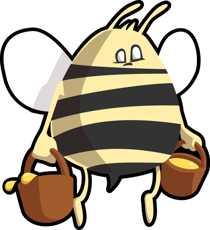 Honeycomb Clipart Bumble Bee - Western Honey Bee Cartoon - Png Download (683x750), Png Download
