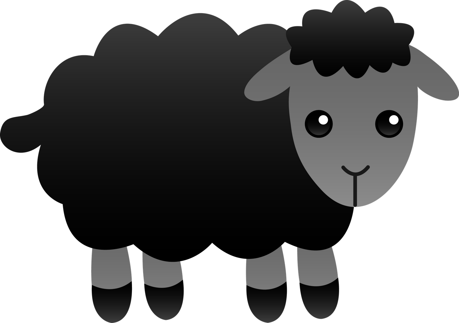Baa Baa Black Sheep Clip Art - Cute Cartoon Black Sheep - Png Download (1600x1128), Png Download