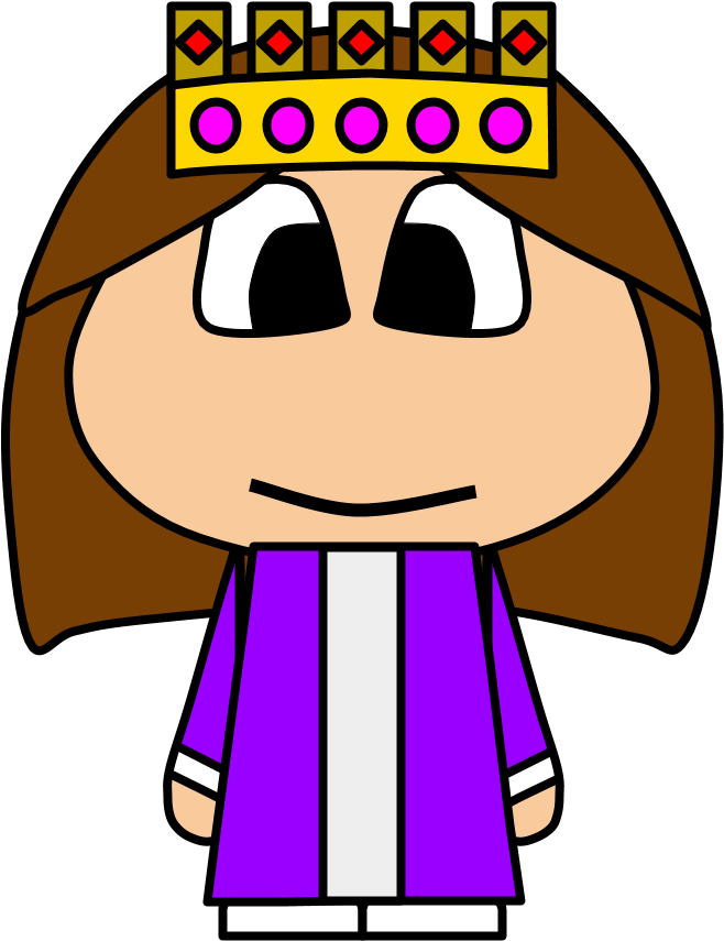 Queen, Crown, Big Eyes, Cartoon Person - Cartoon Person With A Crown Clipart (816x1056), Png Download