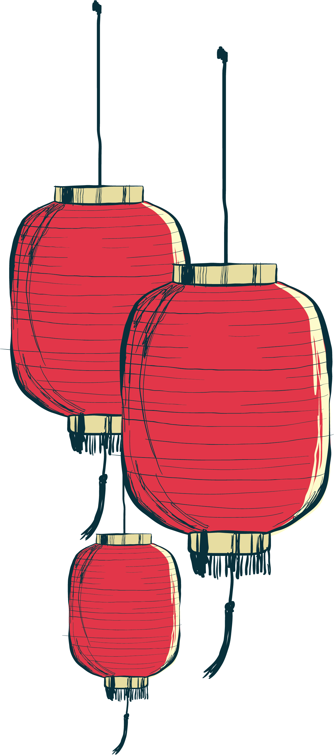 Painted Paper Chinese Hand Lantern Png Download Free - Chinese Lantern Vector Png Clipart (1319x2977), Png Download