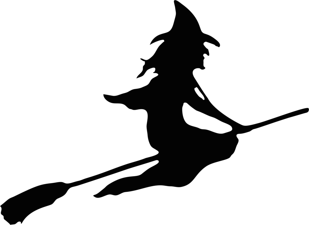 Halloween Witch On A Broom Clipart (1029x750), Png Download