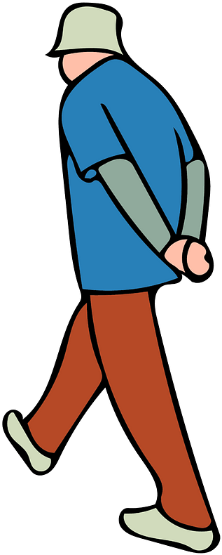 Old Man Walking Clipart - Png Download (347x800), Png Download