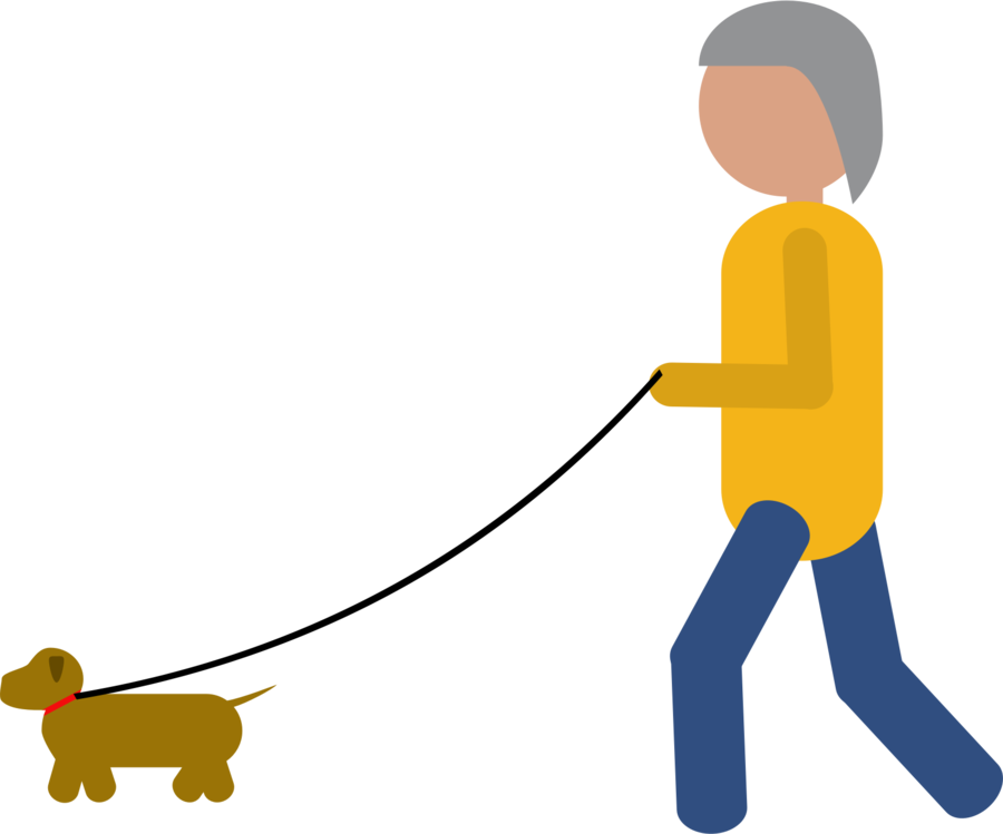 Dog Walking,canidae,tail - Human And Dog Png Vector Clipart (900x749), Png Download