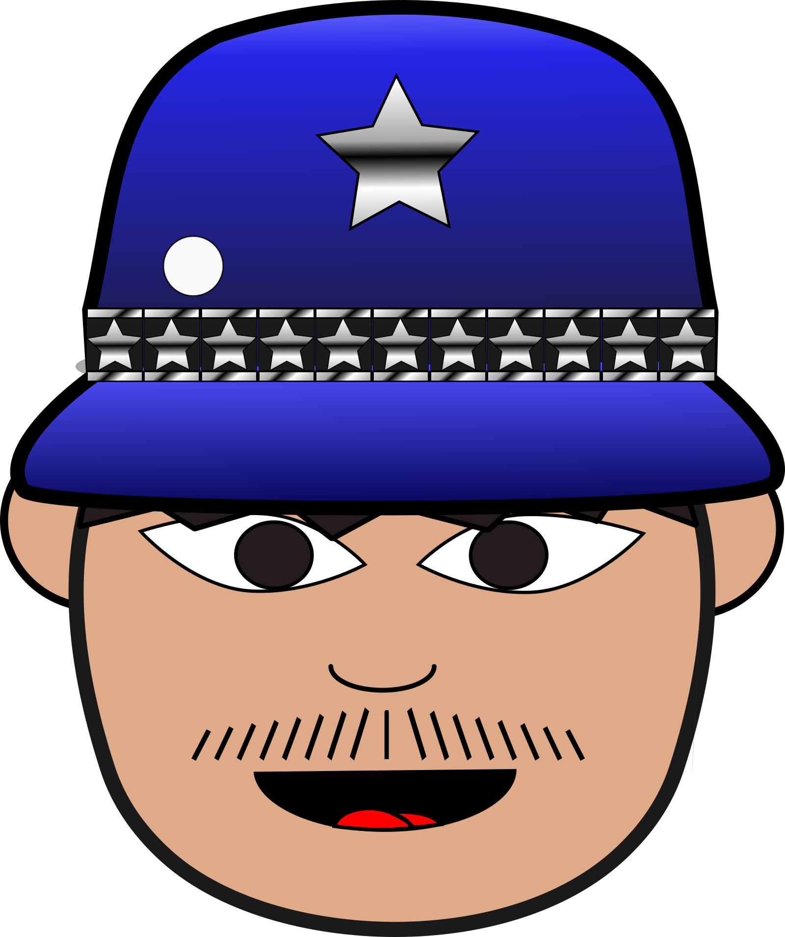 Cop Hat Police Light Blue Svg Clip Arts - Police Face Clip Art - Png Download (1600x1908), Png Download