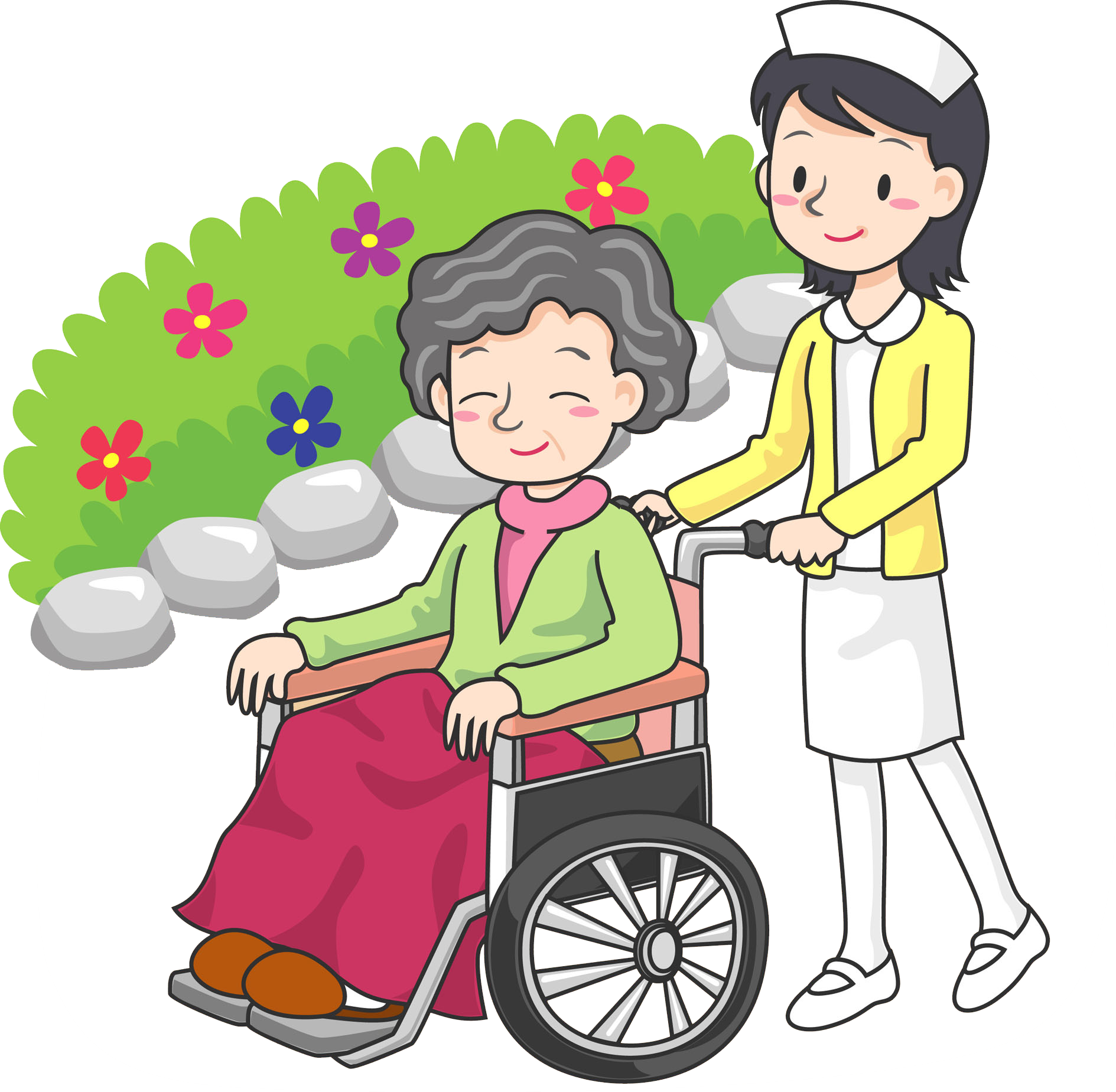 Transparent Person Walking Clipart - Pushing A Wheelchair Clipart - Png Download (1889x1849), Png Download
