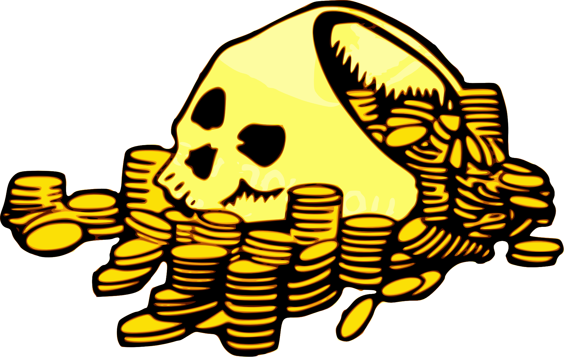 Coin Clipart Plain Gold - Skull With Money - Png Download (700x443), Png Download