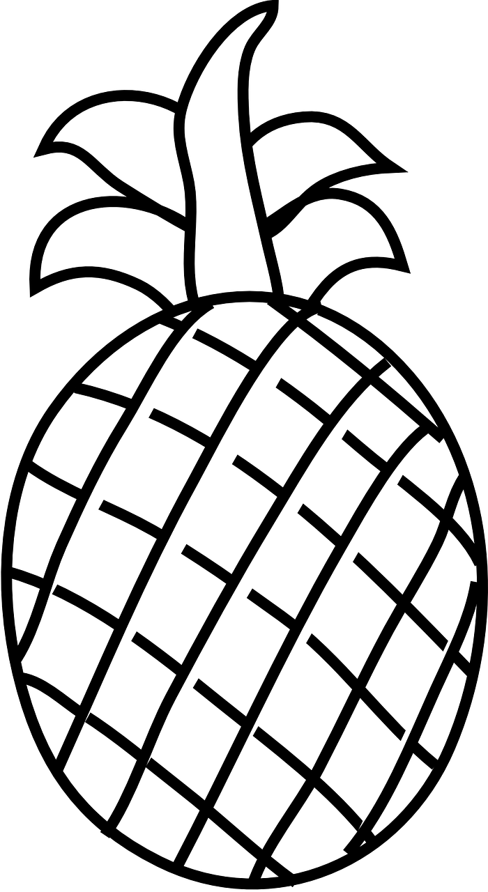 Transparent Pineapple Drawing Png - Fruits Clip Art Black And White (700x1280), Png Download