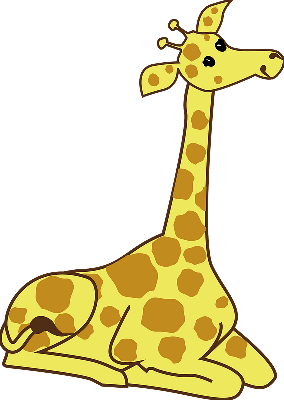 Kneeling Cartoon Giraffe Clipart - Cartoon Giraffe Sitting Down - Png Download (569x800), Png Download