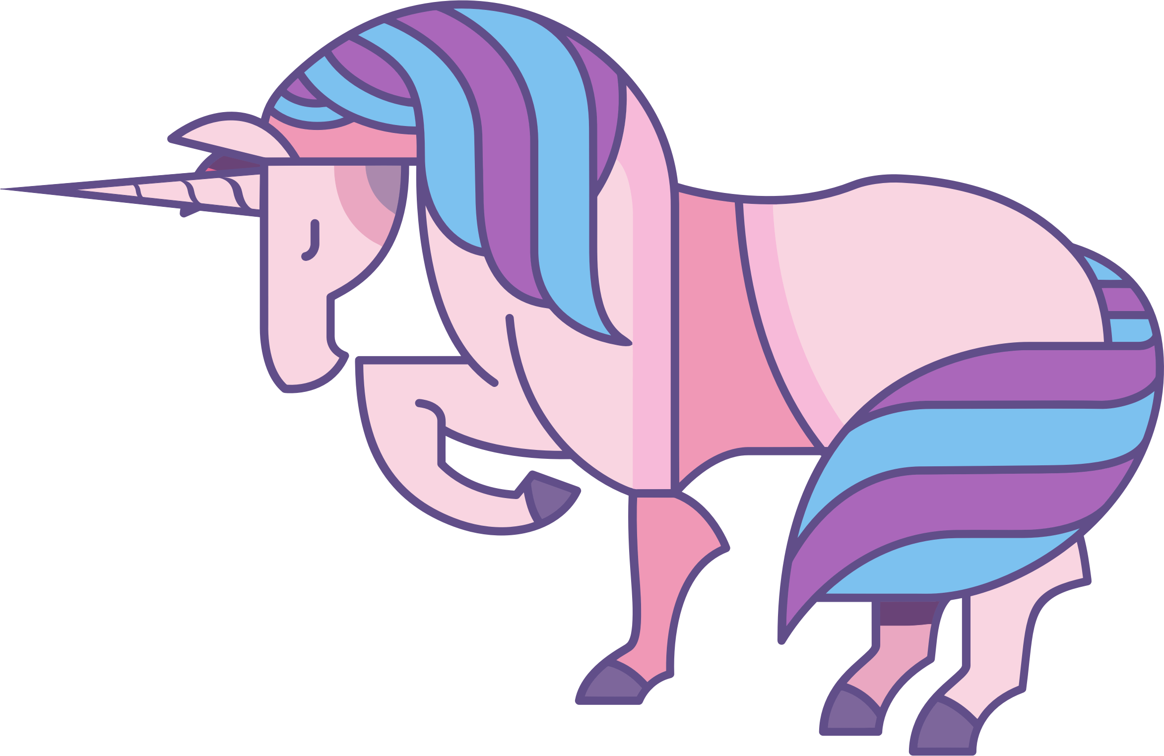 Big Image Png - Cartoon Unicorn Transparent Clipart (2346x1524), Png Download