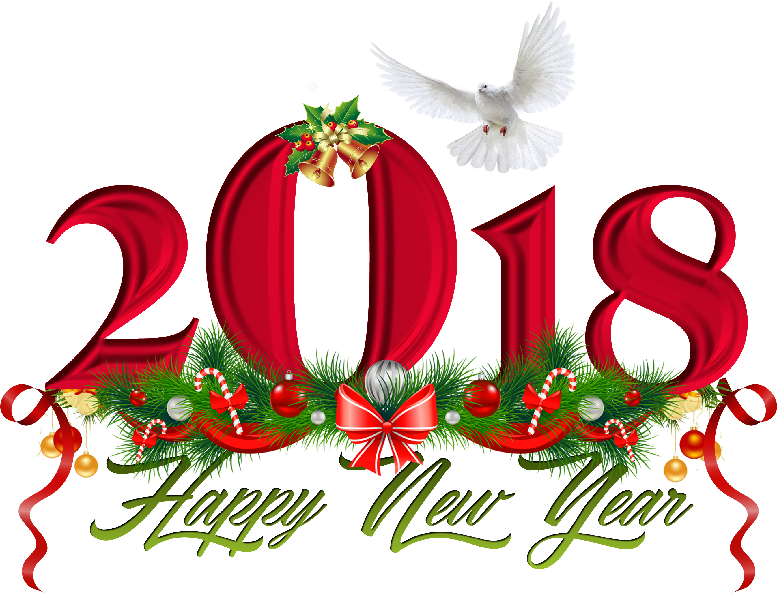 2018 Red Transparent Png Clip Art Logo Free Downlaods - Red 2019 Happy New Year Png (2692x2056), Png Download