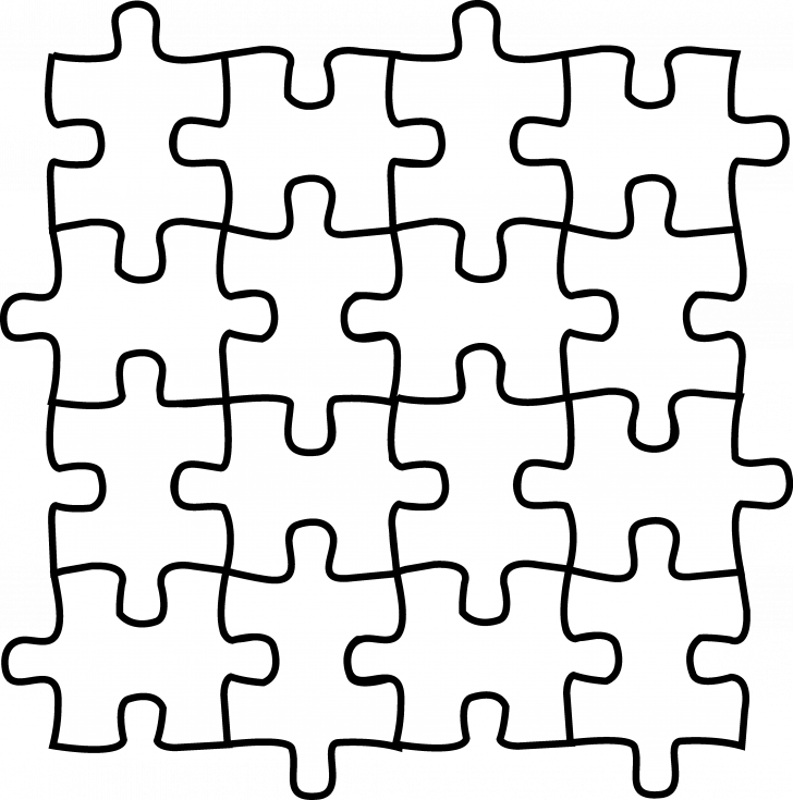 Coloring Autism Puzzle Piece Page Awareness Clipart - Puzzle Pieces Clipart Black And White - Png Download (728x735), Png Download