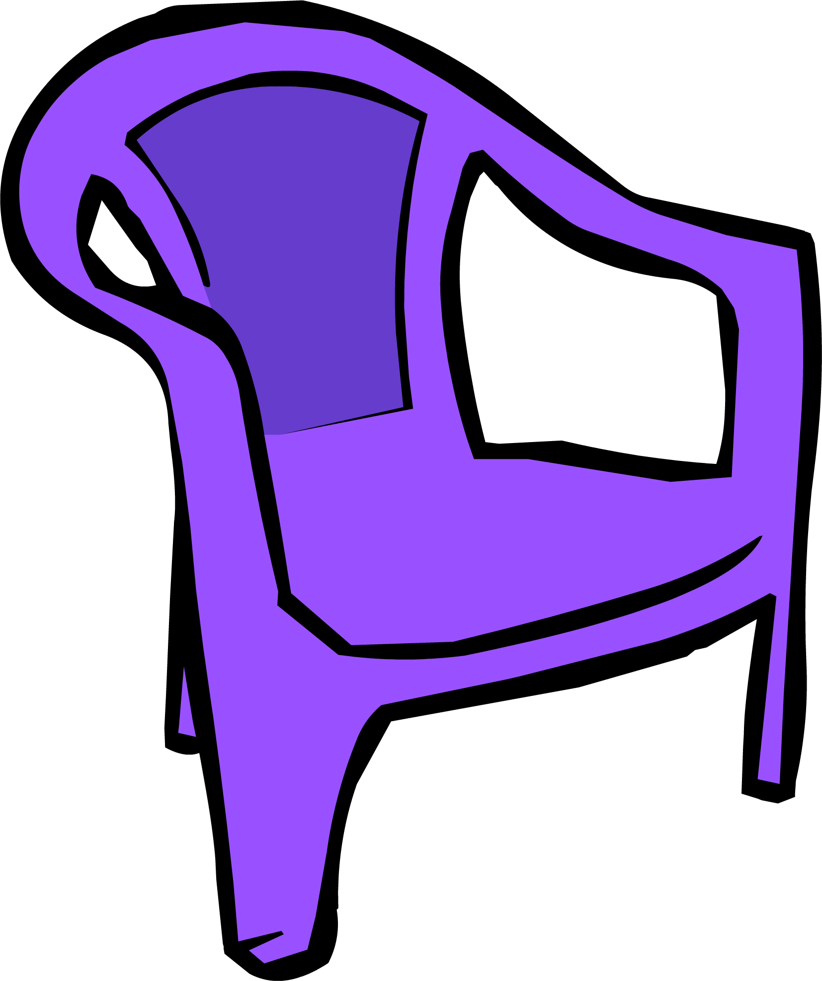 Lounge Clipart Non Living - Plastic Chair Clipart - Png Download (1654x1975), Png Download