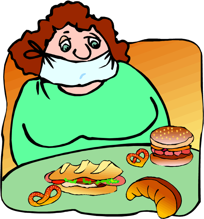 Fat Clipart Fat Eating - Eating Fat Cartoon - Png Download (685x732), Png Download