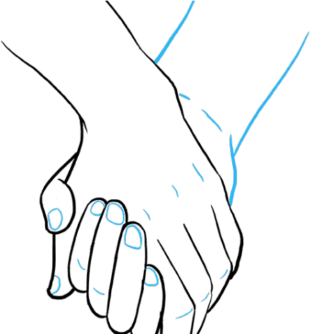 Couple Holding Hands Drawing Clipart (640x480), Png Download