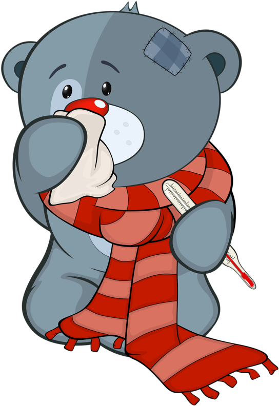 Clipart Illness Cartoon Animales Pinterest Clip Art - Sick Teddy Bear Clipart - Png Download (544x792), Png Download