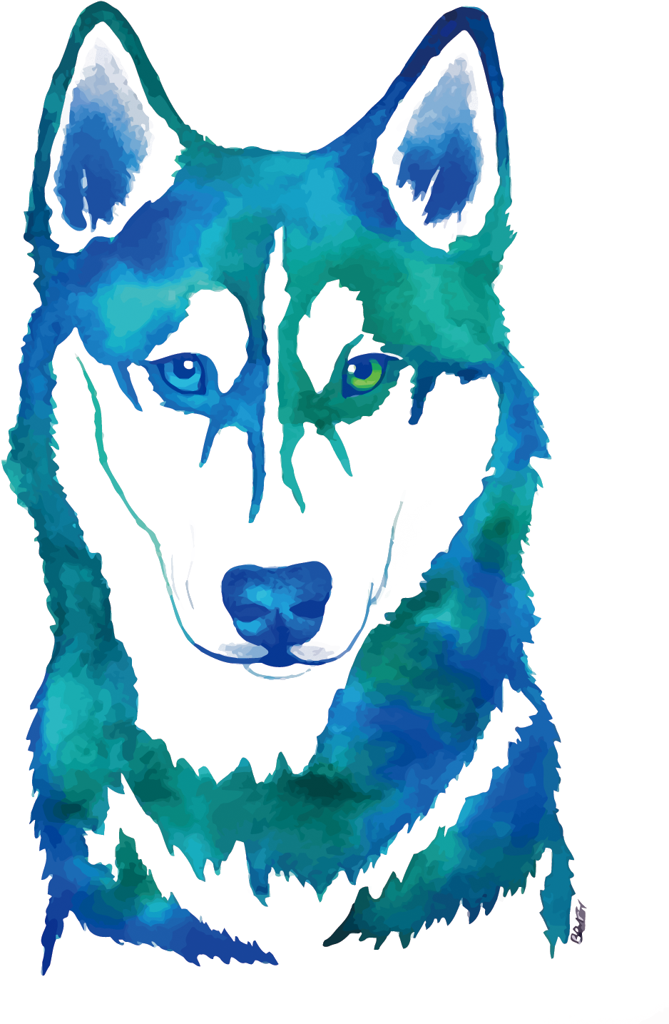 Siberian Husky Watercolor Painting Canidae Siberian - Husky Watercolor Clipart (938x1435), Png Download