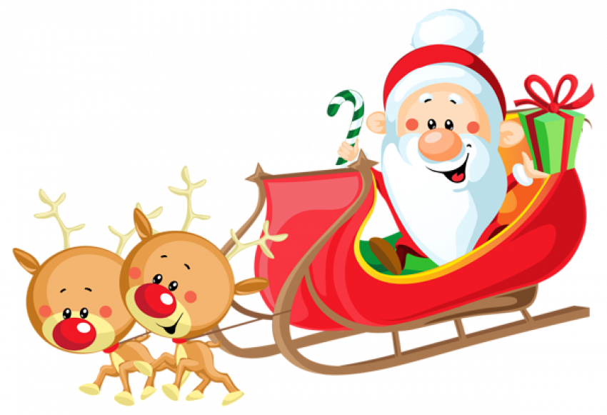 Santa On Sleigh Clipart - Png Download (850x581), Png Download