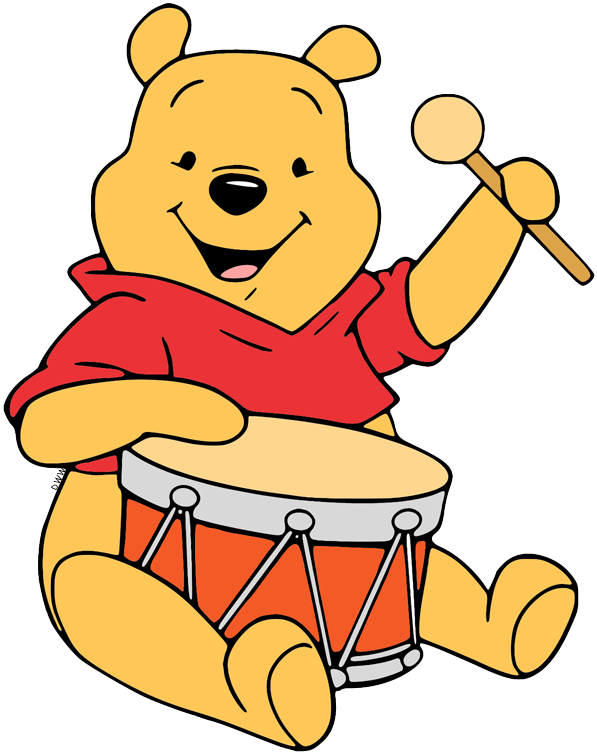 Winnie The Pooh Drums Clipart (597x754), Png Download