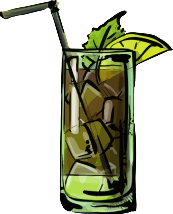 Glass,plant,tree - Cuba Libre Cocktail Cartoon Clipart (606x750), Png Download