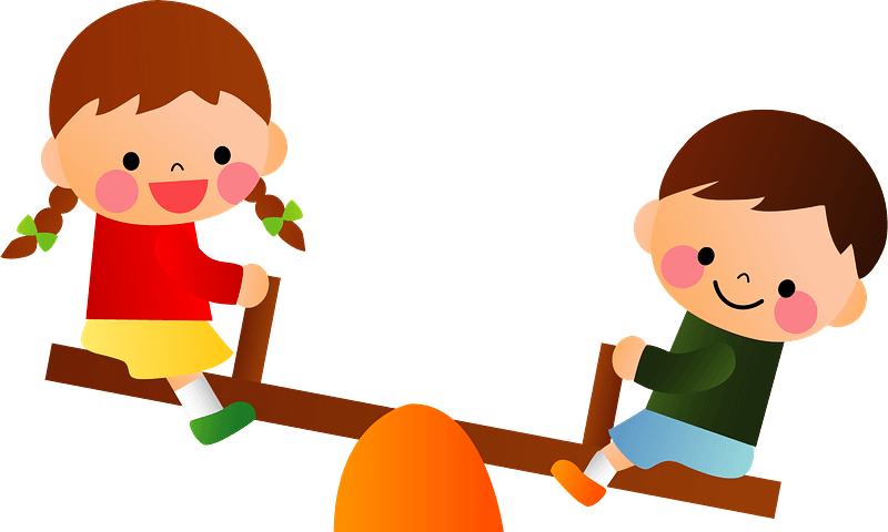 Seesaw Children Clipart - Cartoon - Png Download (800x480), Png Download