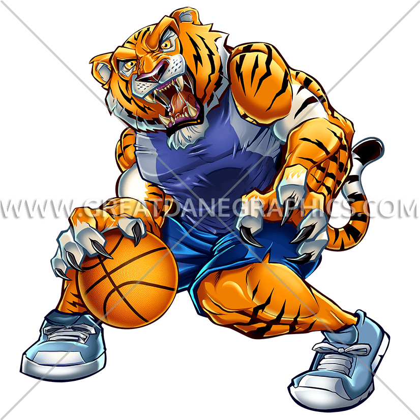 Pearl Colored Basketball Clipart Clip Art Freeuse Library - Cartoon Tiger Playing Basketball - Png Download (825x862), Png Download