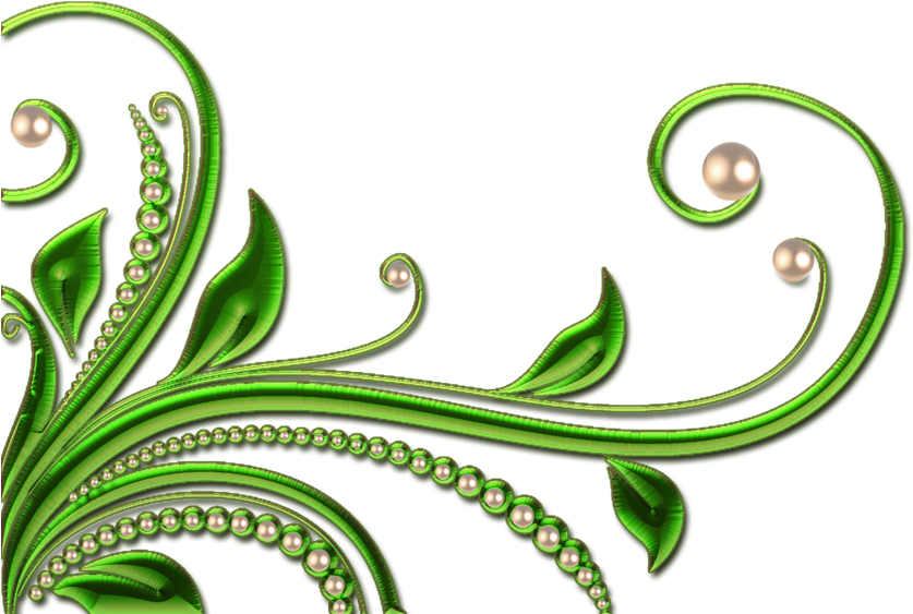 Leaves And Pearls Png By Melissa Tm Ⓒ - Green Design Transparent Background Clipart (837x563), Png Download