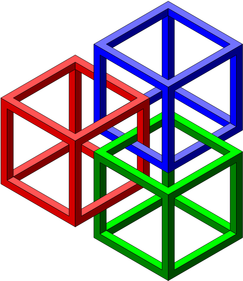 Vector Image Of Tied-up Colorful Cubes Forming An Optical Clipart (600x600), Png Download