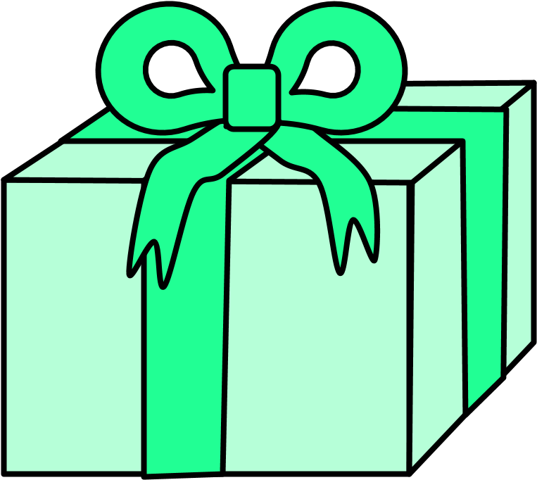 Gift, Light Green Wrapping Paper, Green Ribbon, Png - Gift Black And White Clipart (763x682), Png Download