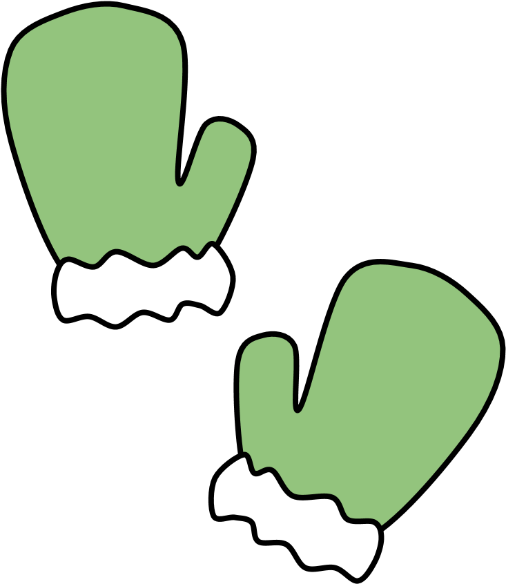 Mittens, Fur Cuff, Green Clipart (816x1056), Png Download