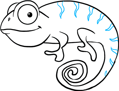 How To Draw A Chameleon - Chameleon Sketch For Kids Clipart (680x678), Png Download