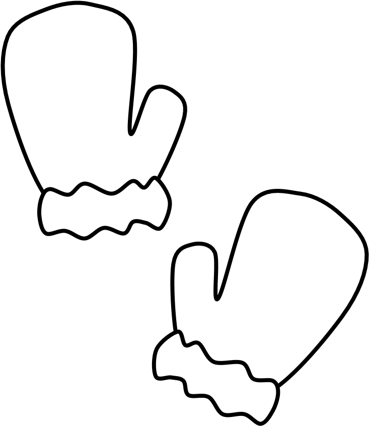 Mittens, Fur Cuff, Black And White - Illustration Clipart (816x1056), Png Download