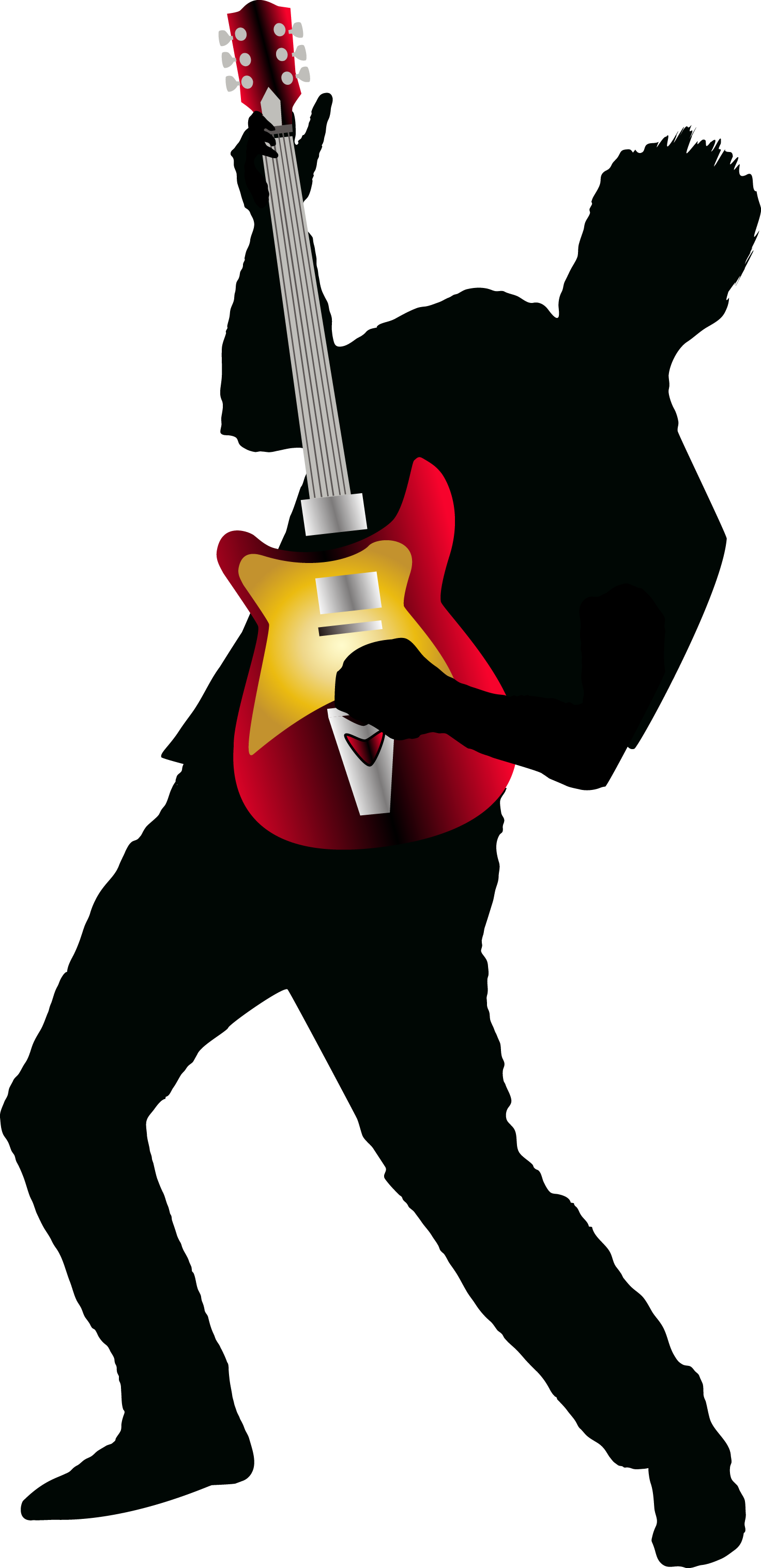 Guitar Play Player T-shirt Band Vector Rock Clipart - Guitar Player Clipart Png Transparent Png (1472x3033), Png Download