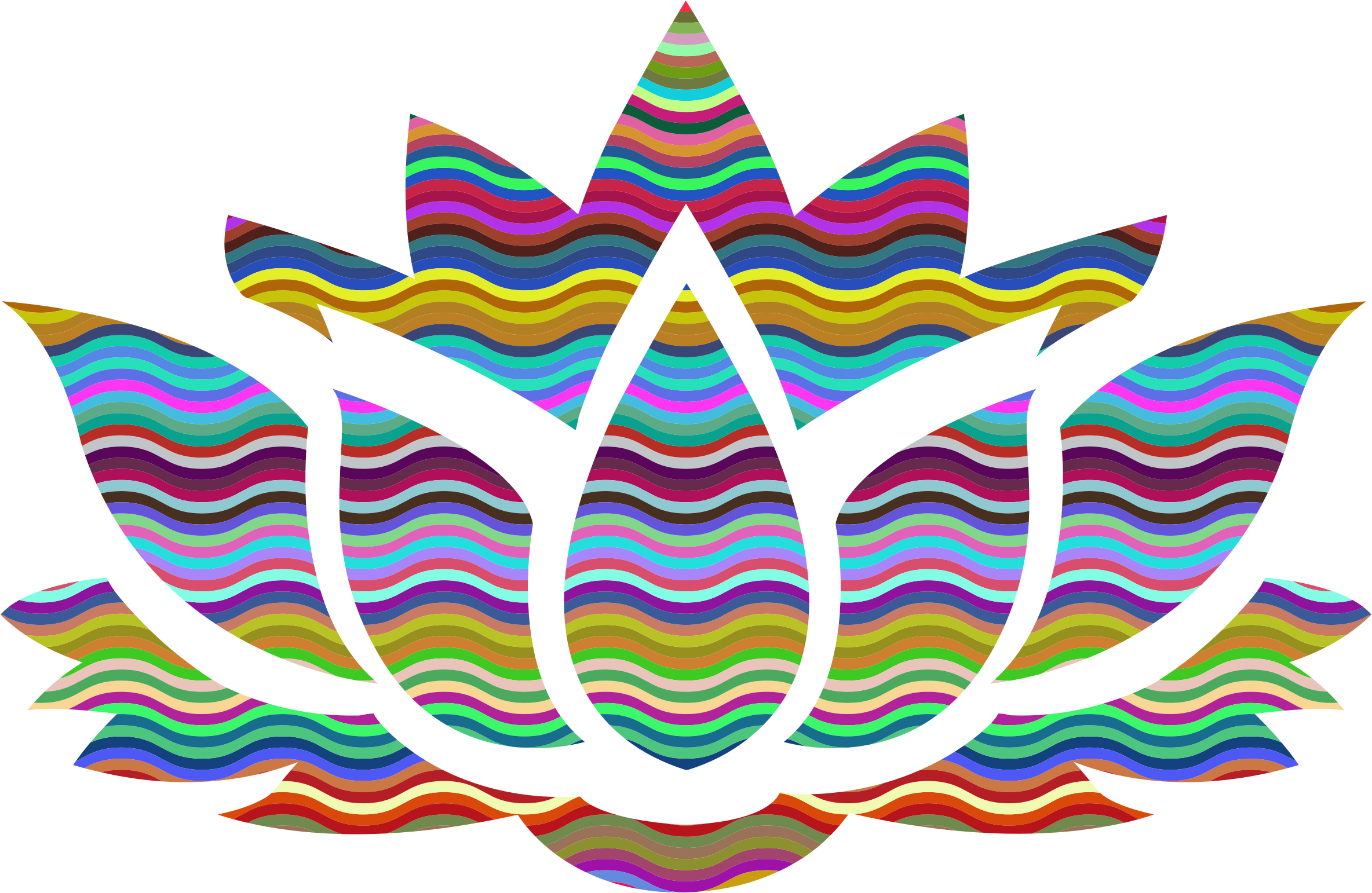 Waves Lotus Flower Silhouette - Silhouette Lotus Png Clipart (2368x1542), Png Download