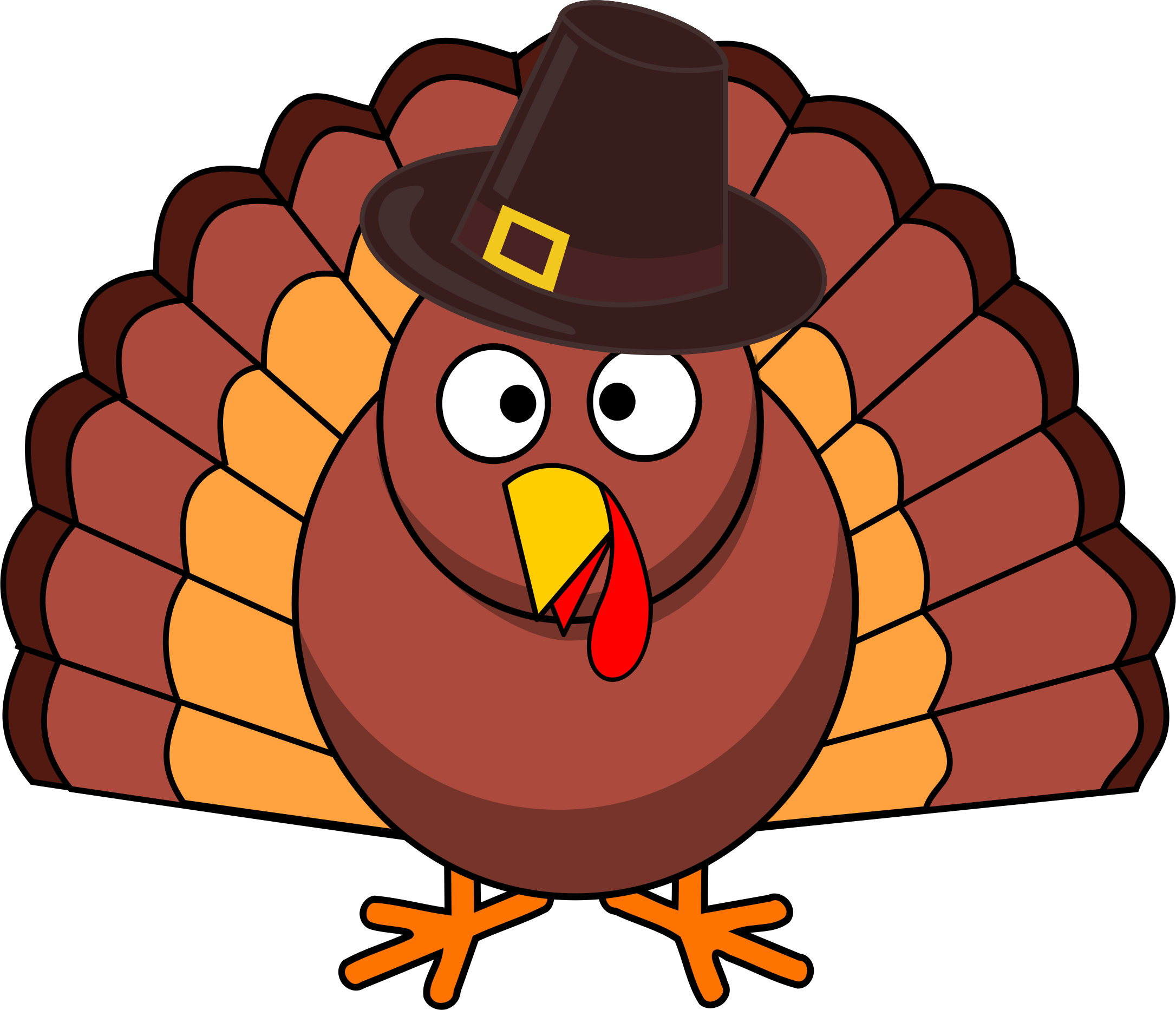 Black Turkey Pilgrim Thanksgiving Clip Art - Turkey November Clipart - Png Download (2172x1866), Png Download