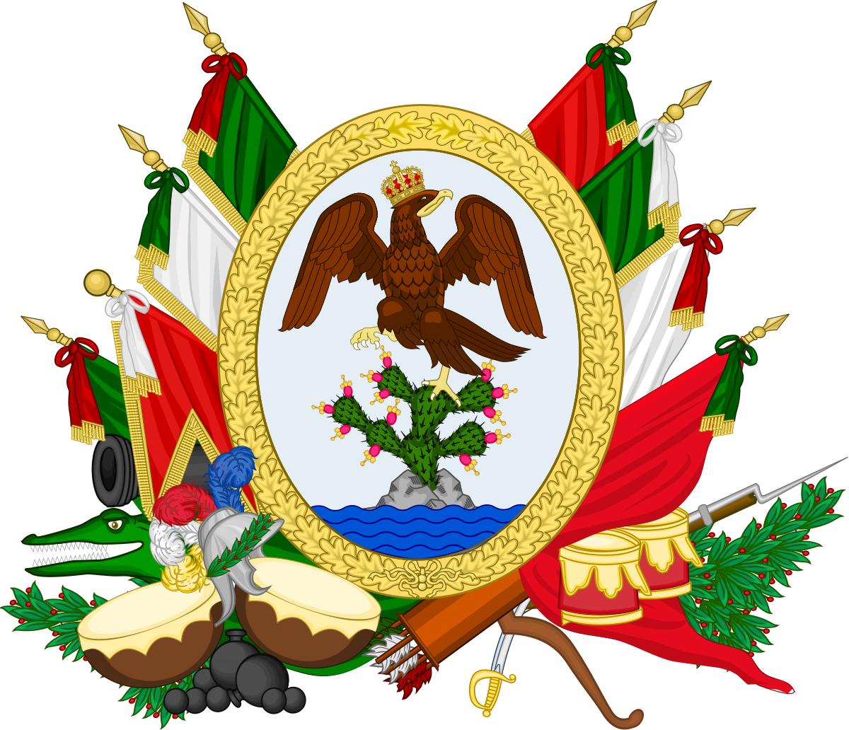 Transparent Mexican Flag Clip Art - Mexican Empire Coat Of Arms - Png Download (1200x1032), Png Download