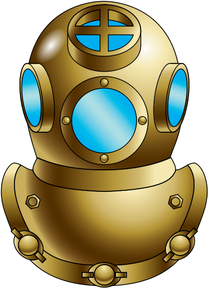Metal,diving Helmet,underwater Diving Clipart (541x749), Png Download