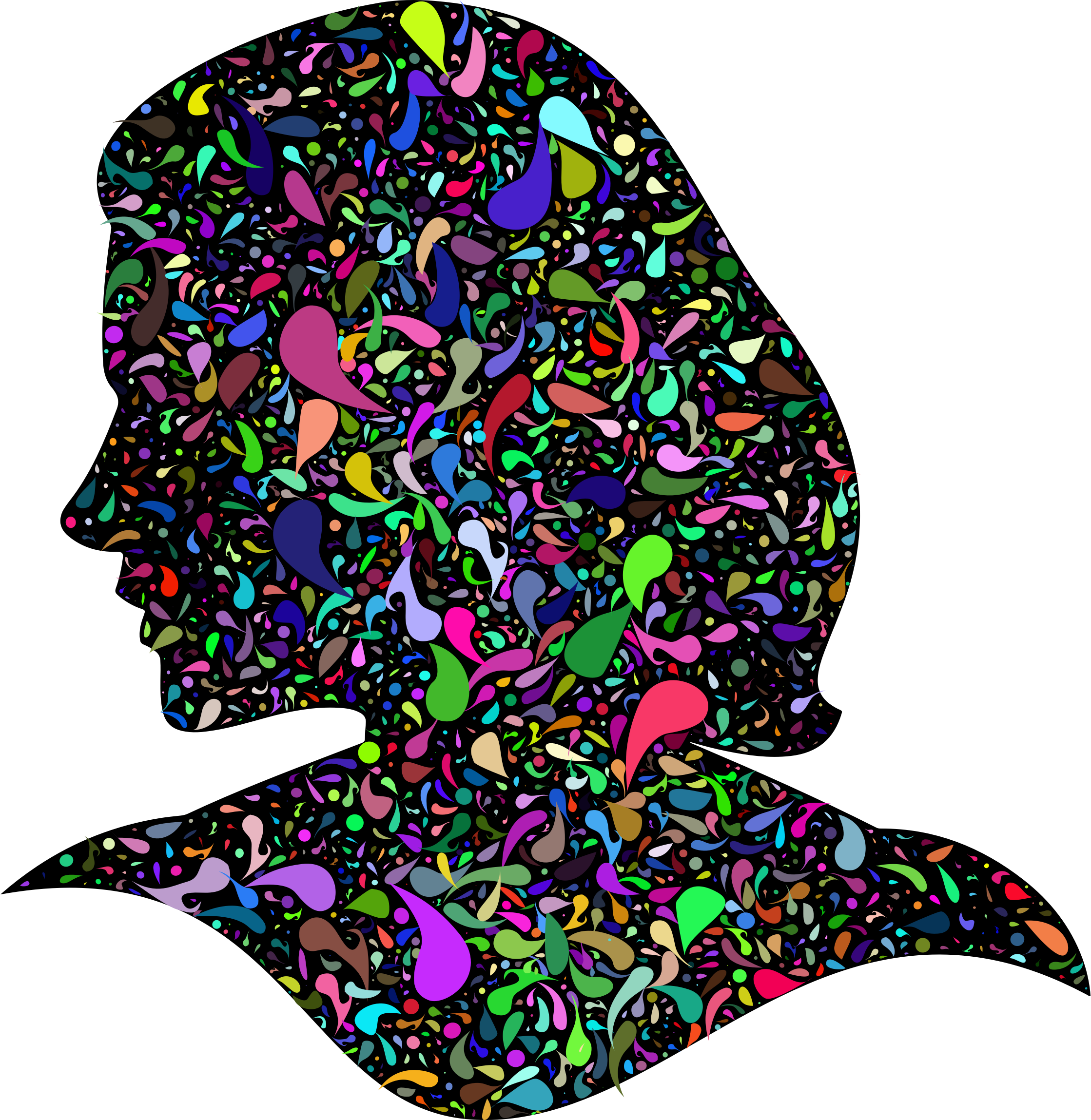 Prismatic Abstract Drops Female Head Clip Arts - Download Colored Abstract Png Transparent Png (2238x2298), Png Download