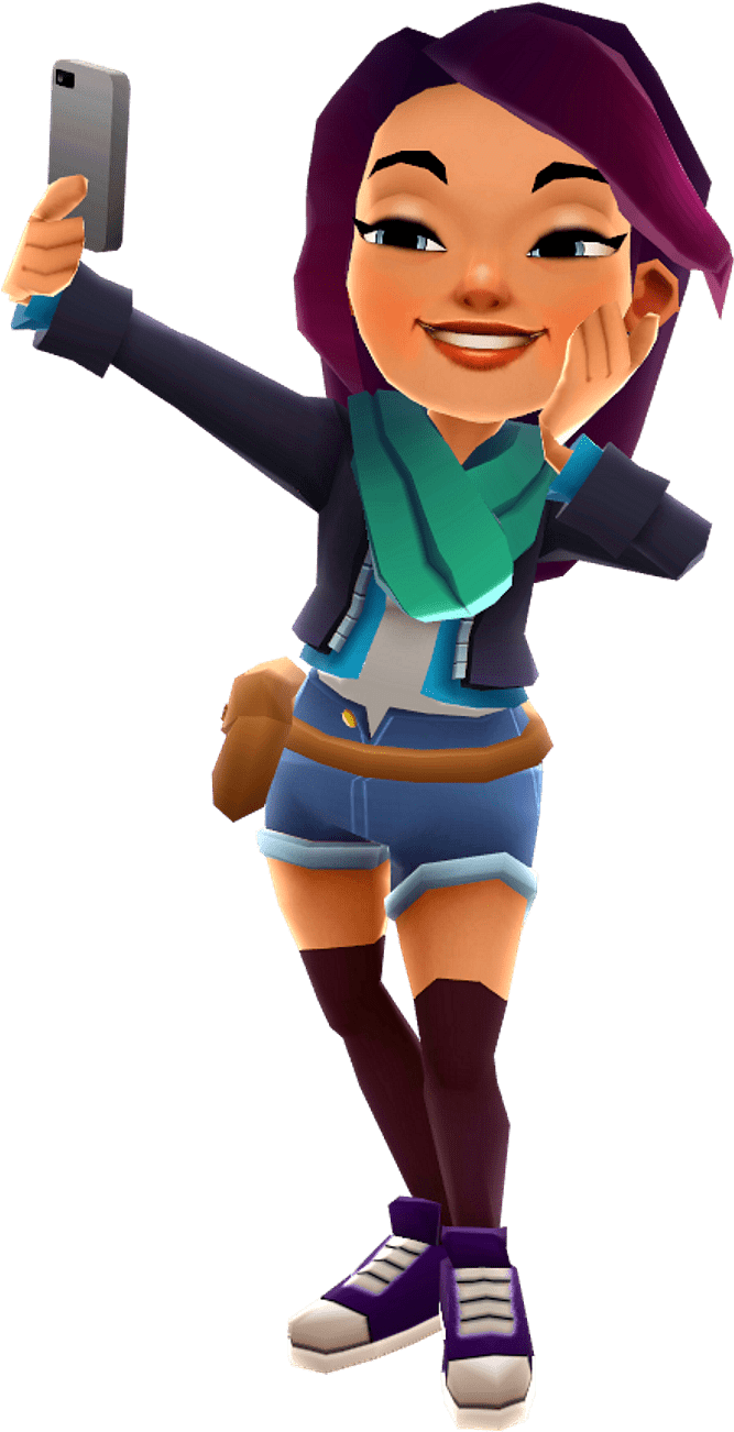 Subway Surfers Jolien Taking Selfie - Jolien Subway Surfers Clipart (1300x1620), Png Download