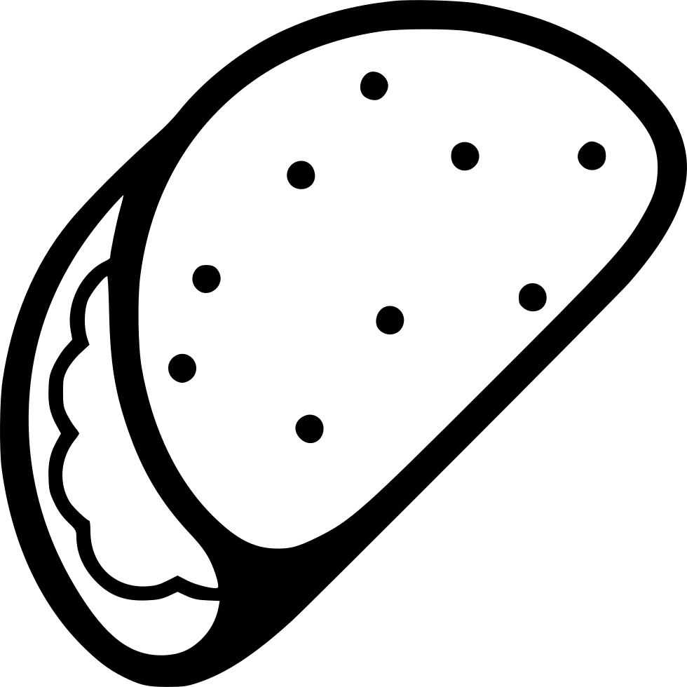 Taco Clip Vector Transparent & Png Clipart Free Download - Black And White Taco Svg (980x980), Png Download