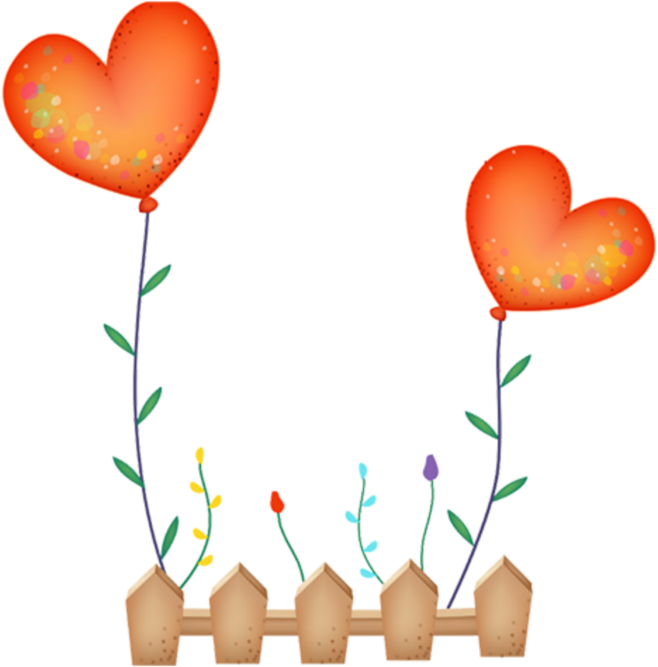 #ftestickers #clipart #fence #flowers #hearts #cute - Heart Flowers Clipart Transparent - Png Download (2289x2271), Png Download