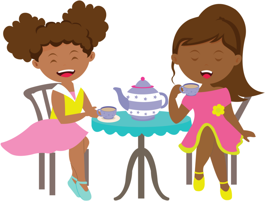 Girlwithtea-25 - Cartoon Clipart (1000x809), Png Download