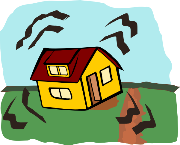 Earthquake House - Eath Quake House Cartoon Clipart (600x600), Png Download