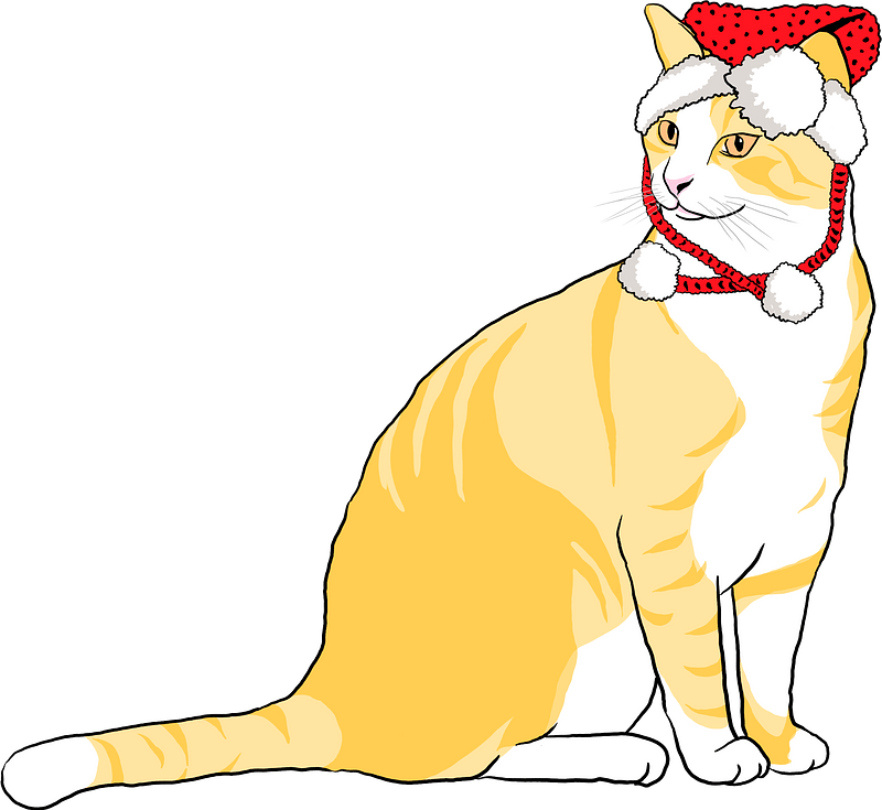Cat In Santa Hat Clipart - Cat Yawns - Png Download (800x735), Png Download