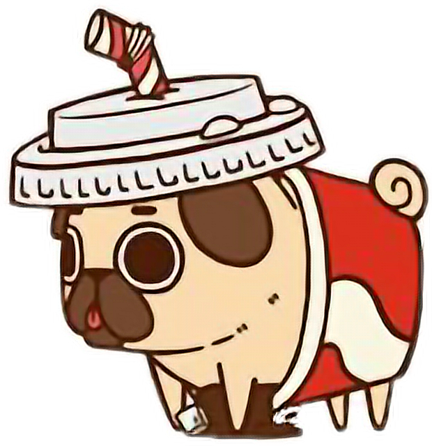 Cute Kawaii Pug Chibi Food Drink Sodafreetoedit - Kawaii Pug Clipart (620x640), Png Download
